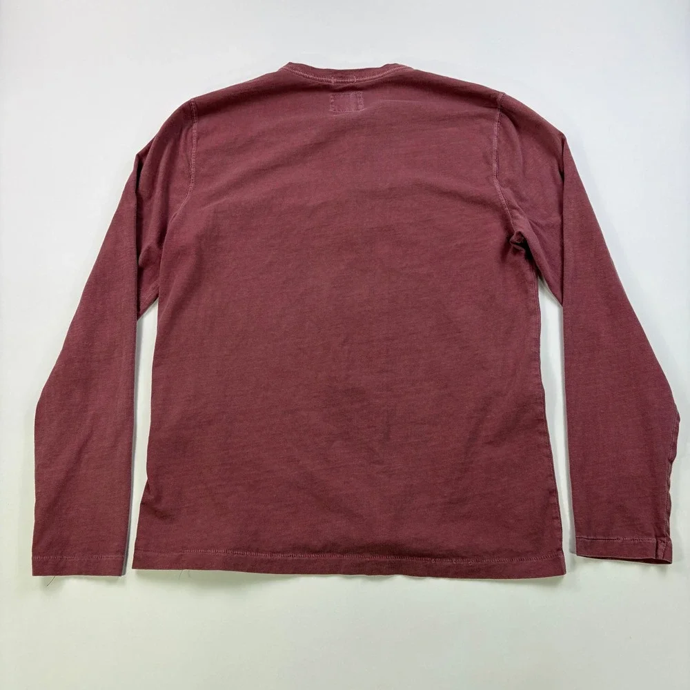 Abercrombie & Fitch Garment Dye Henley Mens Medium Burgundy Long Sleeve Shirt